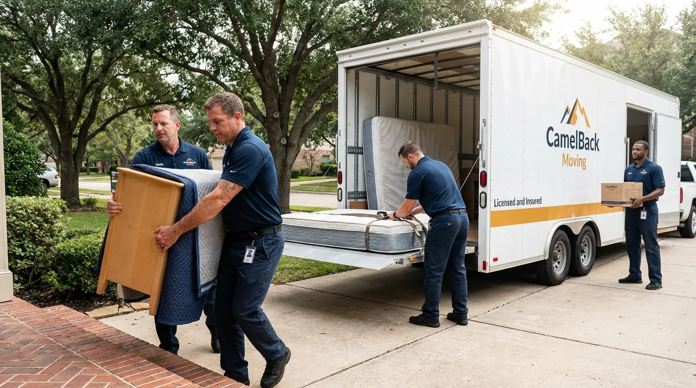 Crew loading residential truck for cross-state move from Plymouth Meeting, PA