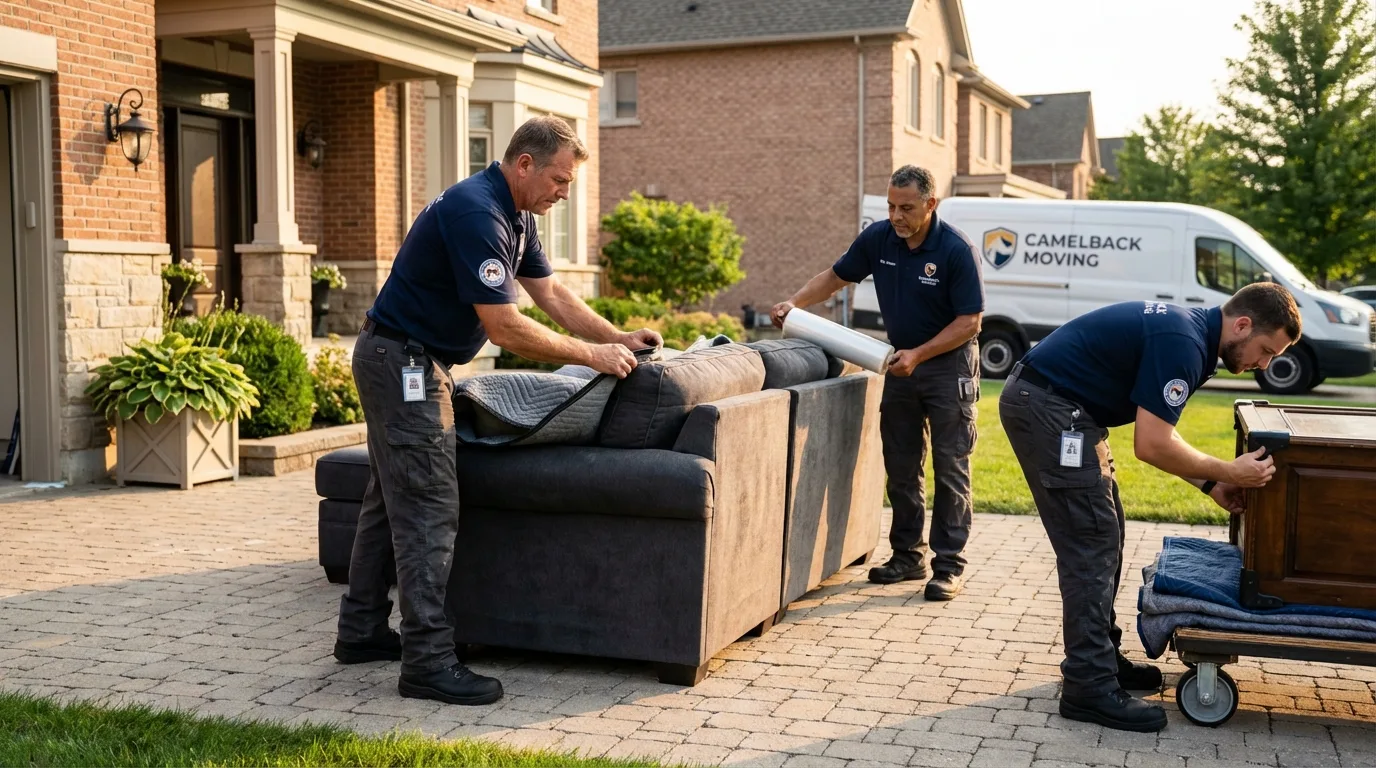 Large estate moving crew wrapping furniture in Plymouth Meeting, PA