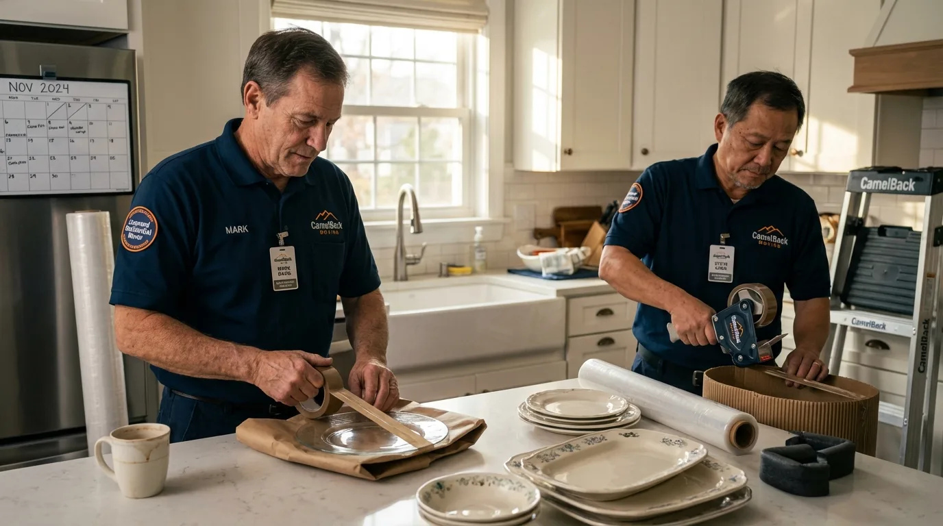 Professional crew packing kitchen dishware in Plymouth Meeting, PA